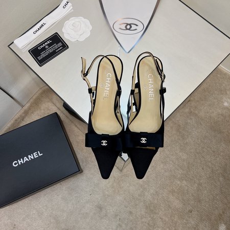 Chanel rhinestone bow sandals