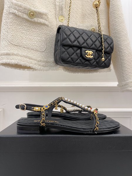 Chanel pearl chain sandals