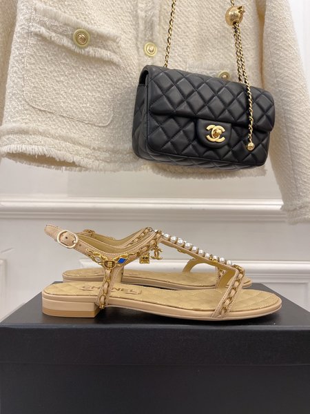Chanel pearl chain sandals