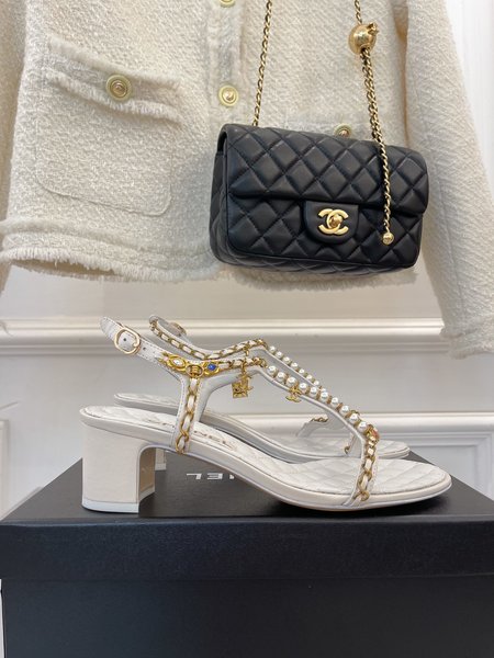 Chanel pearl chain sandals
