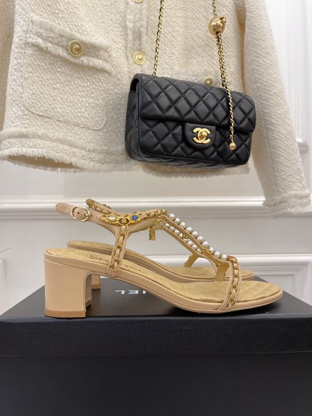 Chanel pearl chain sandals