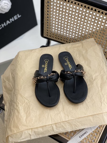 Chanel chain flip flop sandals