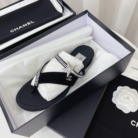 Chanel rhinestone thong sandals