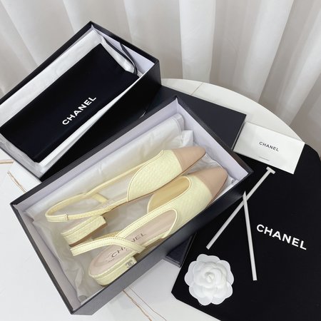 Chanel color block block heel sandals