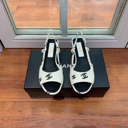 Chanel Vintage Black LogoGo Sandals