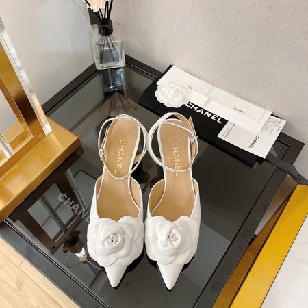 Chanel Camellia Kitten Heels Sandals