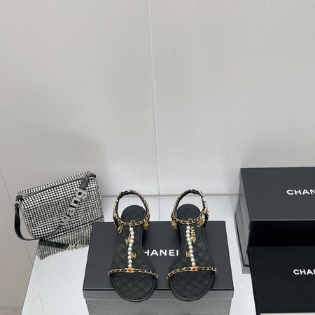 Chanel pearl chain sandals