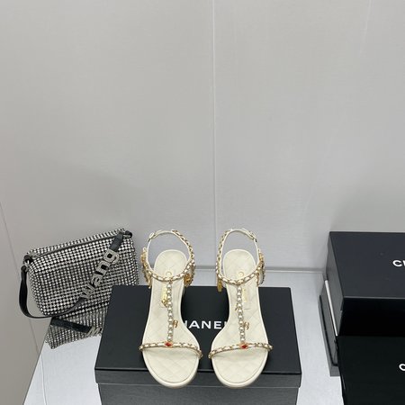 Chanel pearl chain sandals