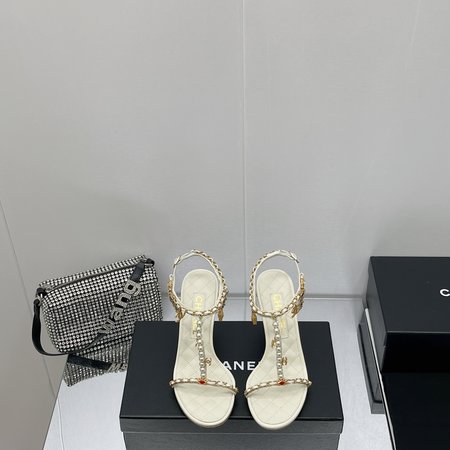 Chanel pearl chain sandals