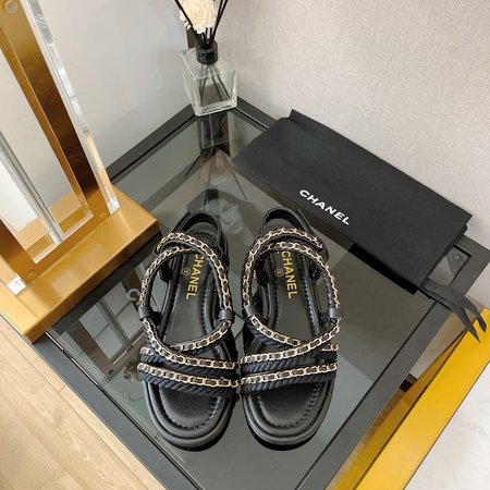 Chanel Sandals Cross Braided Rope Chain