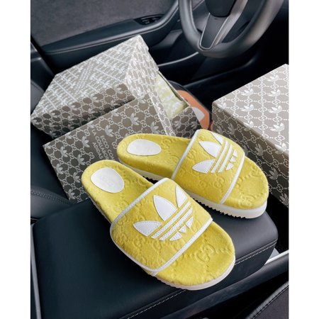 Gucci x Adidas collaboration retro slippers