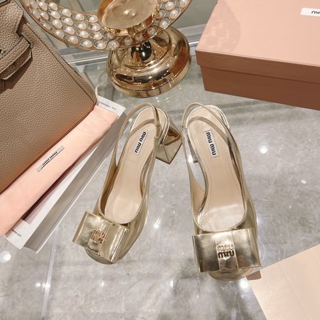 Miu Miu square toe patent leather sandals