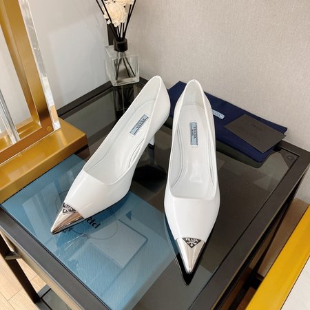 Prada triangle buckle stiletto shoes