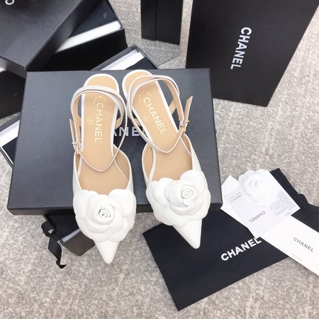 Chanel Camellia Kitten Heels pointed sandals