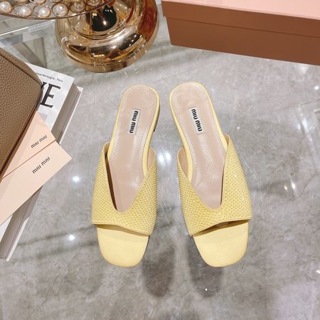 Miu Miu square toe slippers