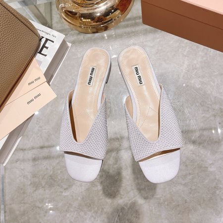 Miu Miu square toe slippers