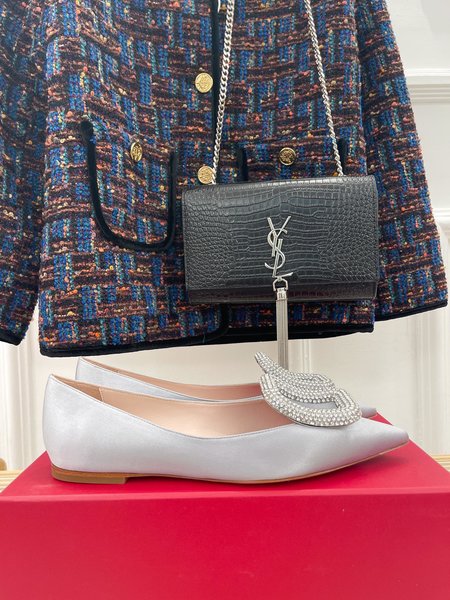 Roger Viver Viv Choc Silk Rhinestone Buckle Collection