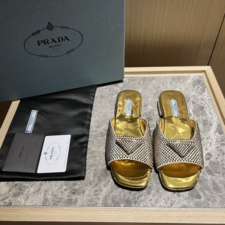 Prada Party series high-heeled satin platform loafers