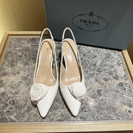 Prada Patent leather sheepskin lined back sandals