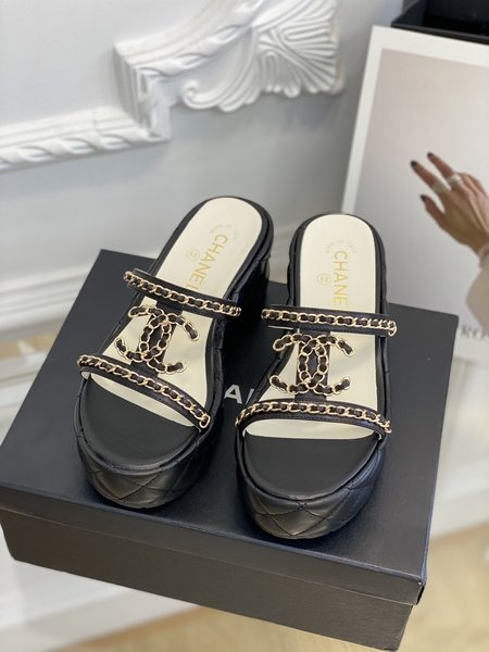Chanel platform slippers