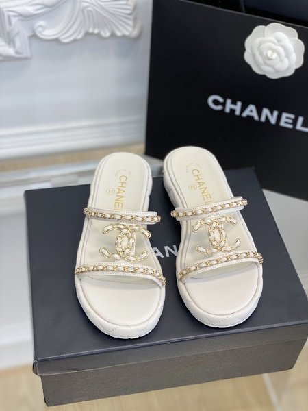 Chanel platform slippers