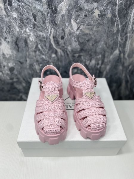 Prada woven platform rubber sandals