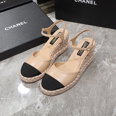 Chanel large sole wedge sandals