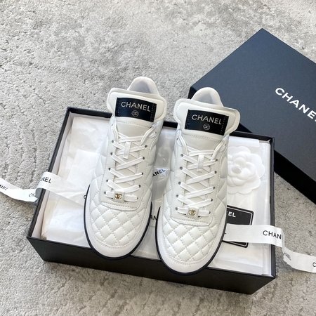 Chanel Lambskin diamond pattern casual sneakers
