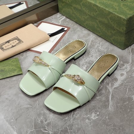 Gucci square toe open toe slippers