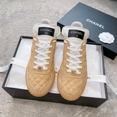 Chanel Lambskin diamond pattern casual sneakers